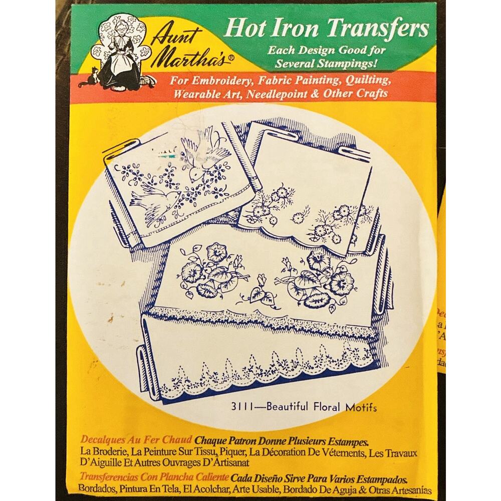 2 Aunt Martha’s Hot Iron Transfers 3111 Floral, 3029 Pillowcase Motifs Crafting - Picture 2 of 5